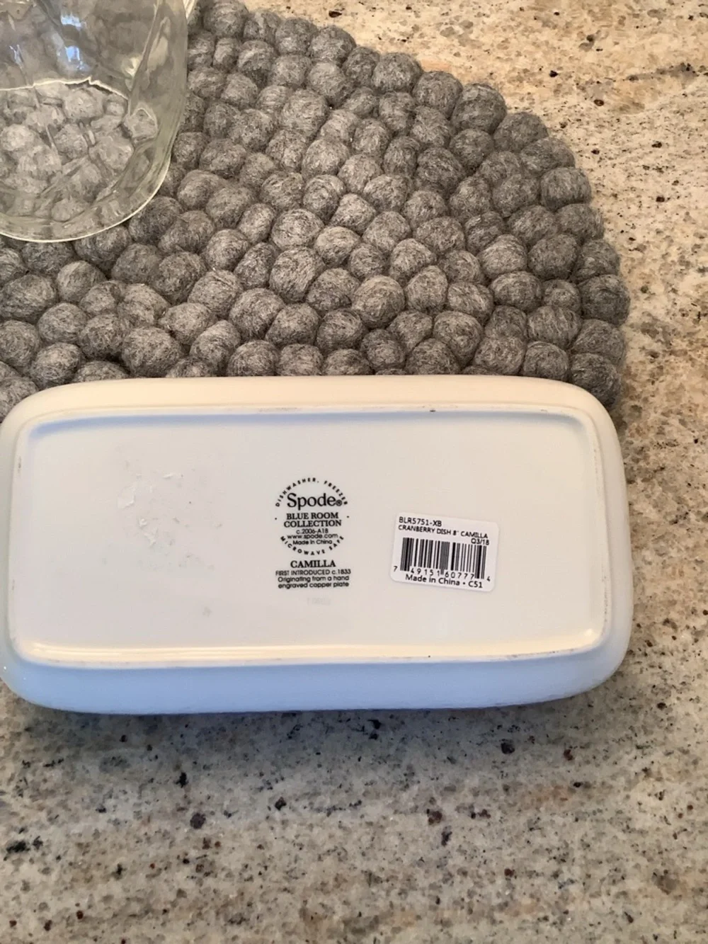 Spode “Camilla” Blue & White Floral Small Rectangular Cranberry Serving Dish